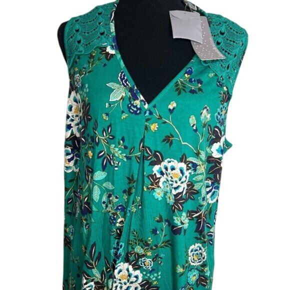 NWT Daniel Rainn size 2X green flowered tank Stitch Fix NEW - Picture 1 of 3